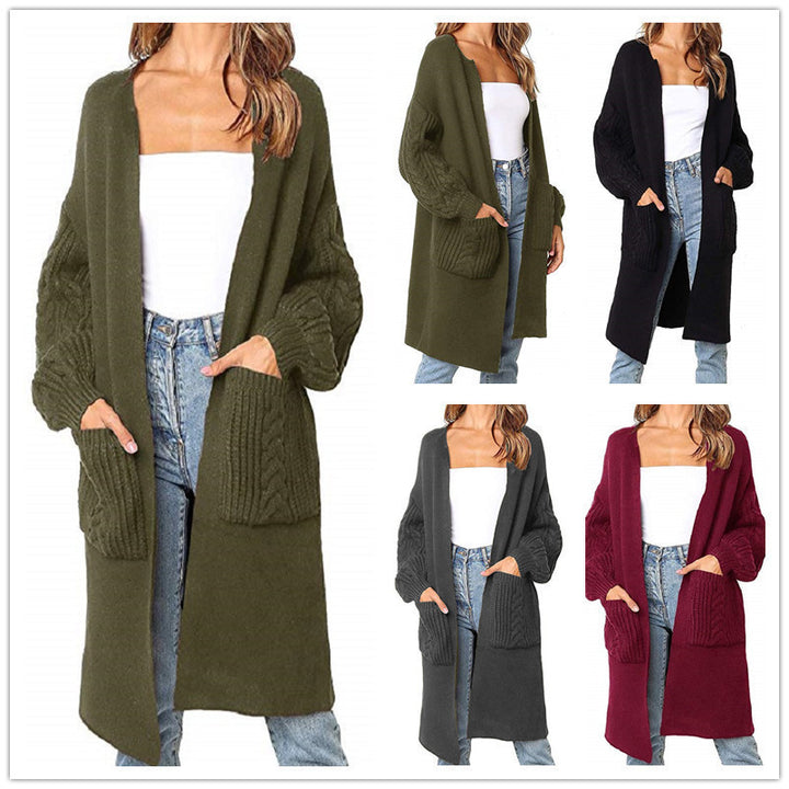 Damen gemütliche Strickjacke mit Taschen Drune
