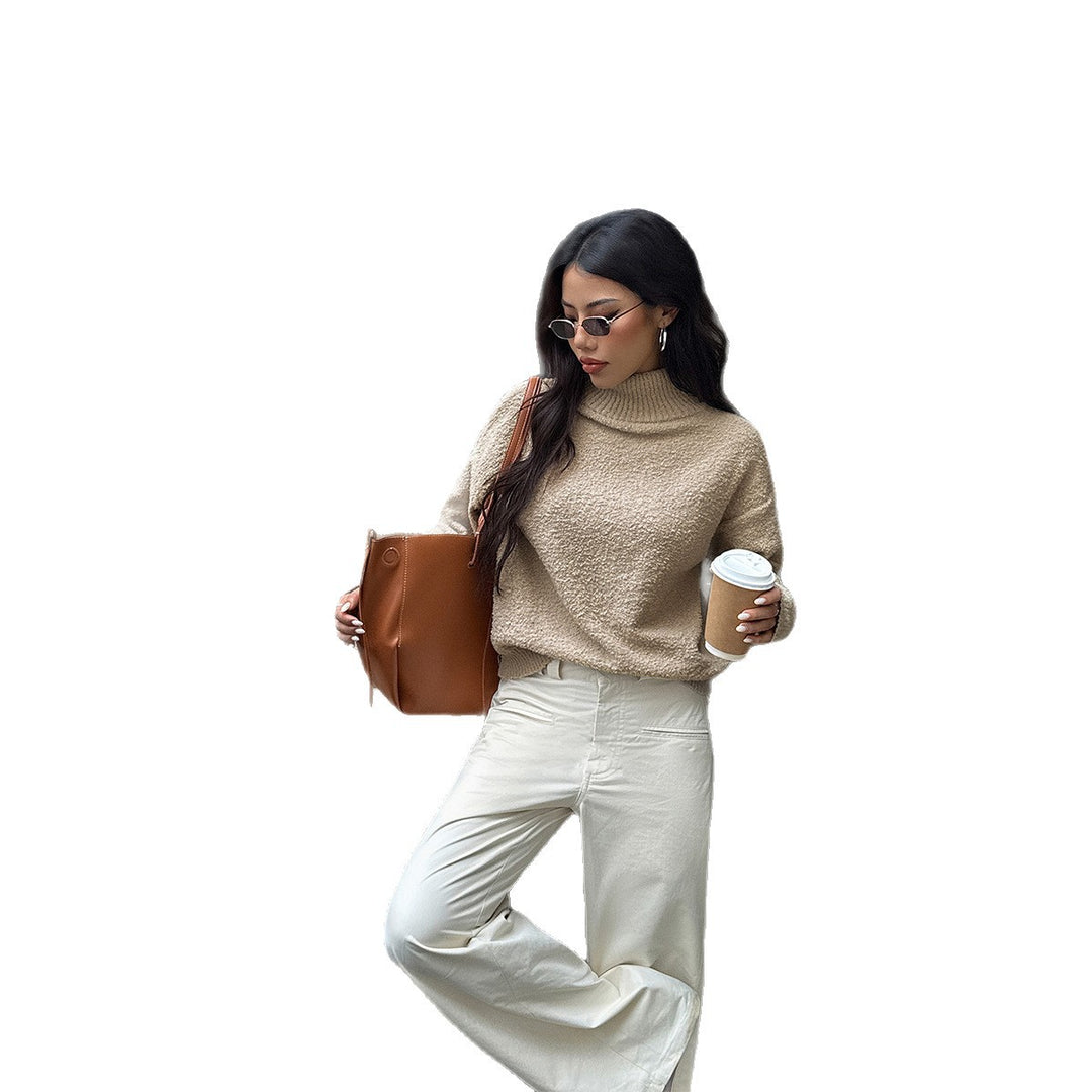 Damen Modischer Rollkragenpullover mit strukturiertem Komfortstrick Drune