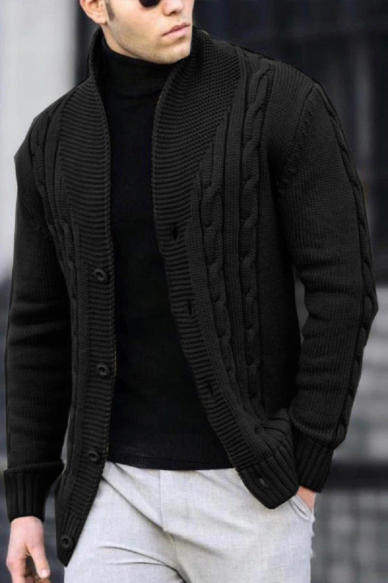 Herren Strickjacke mit robustem Zopfmuster und langlebigem Knopfverschluss Drune