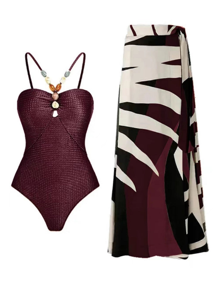Damen Badeanzug mit trendigem Cut-Out und elegantem Wickelrock Drune