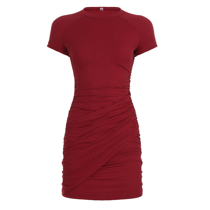 Damen Wickelkleid mit asymmetrischem Saum und elegantem Rüschendesign Drune