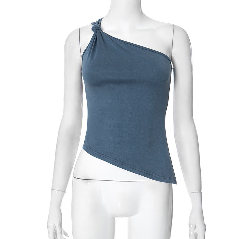 Damen asymmetrisches Trägershirt mit elegantem Knoten-Detail Drune