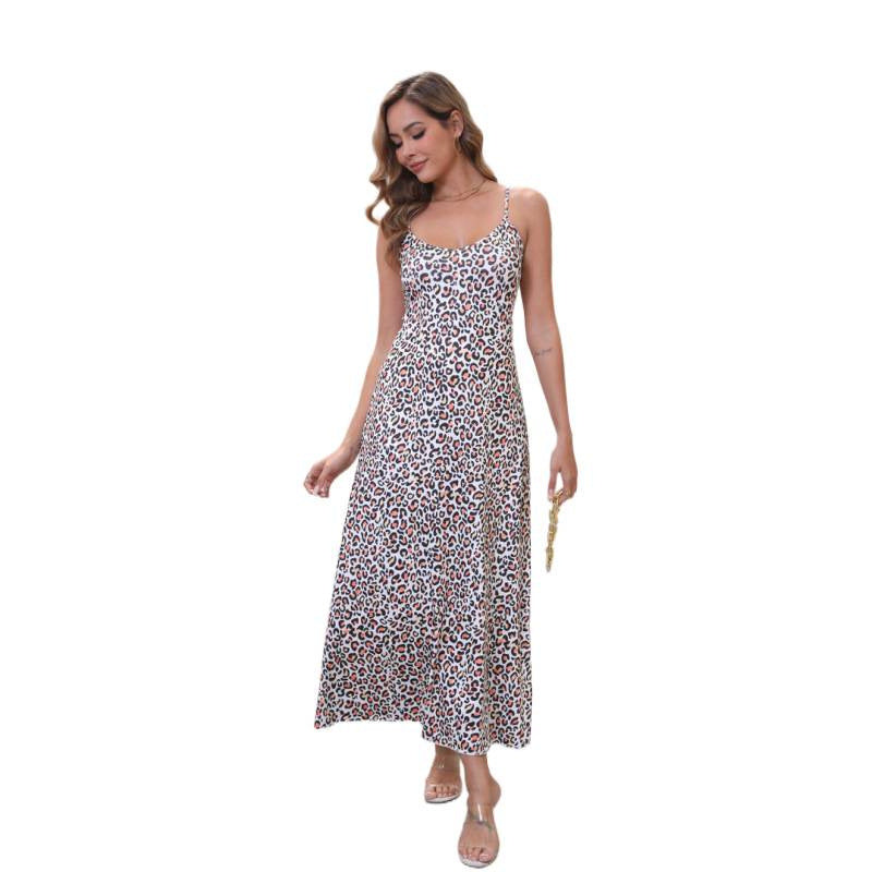 Damen Maxikleid im modernen Leoparden-Design mit lockerer Passform Drune