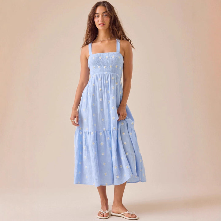 Damen Maxikleid mit gesticktem Design und luftiger Passform Drune
