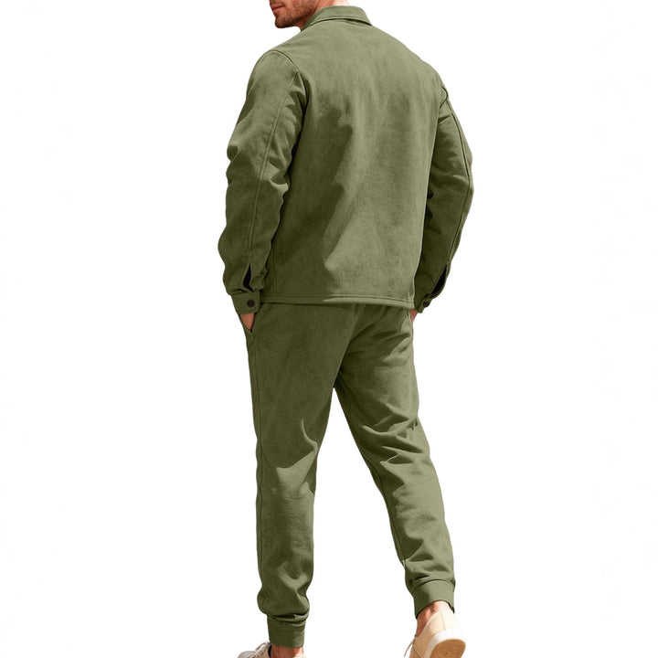 Herren nan Shirtjacke mit Pattentaschen und gerade geschnittene Chinohose Drune