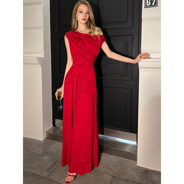 Damen Elegantes Maxikleid mit Drapier-Details Drune