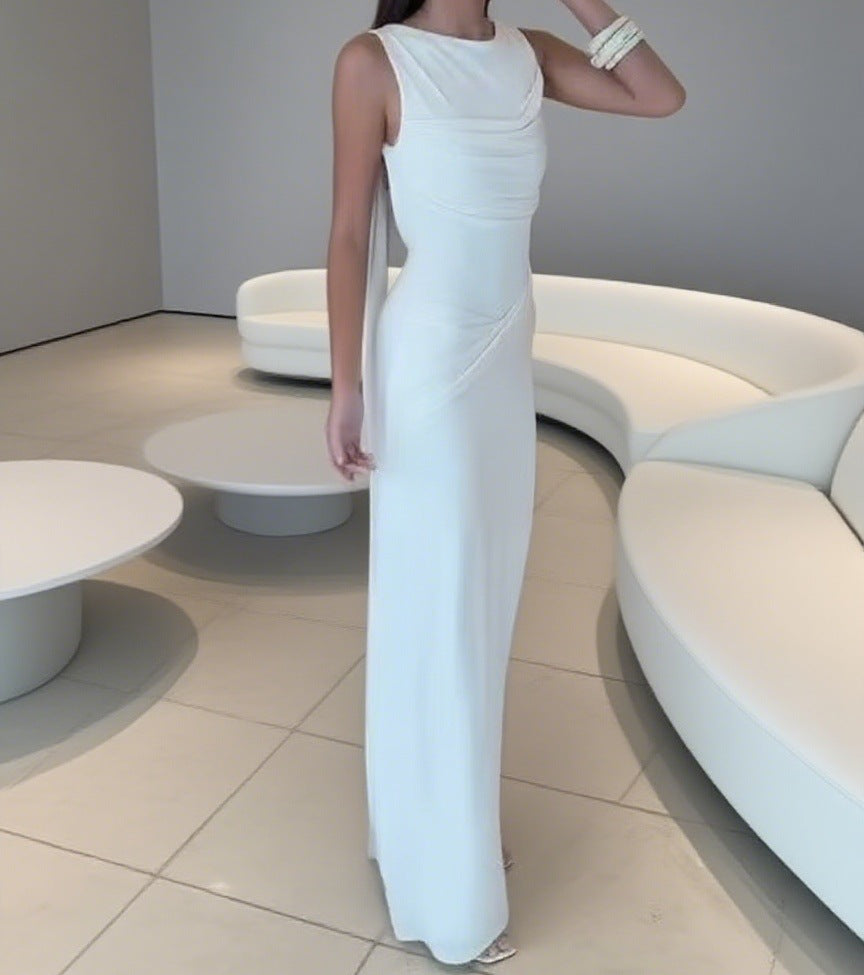 Damen Elegantes Maxi-Kleid mit raffinierter Drapierung und asymmetrischem Schnitt Drune