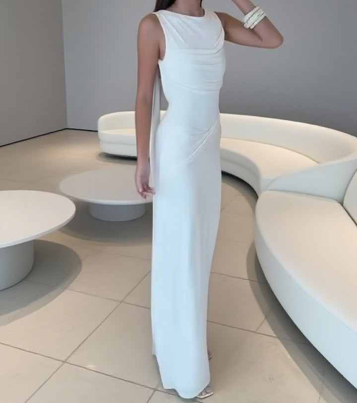 Damen Elegantes Maxi-Kleid mit raffinierter Drapierung und asymmetrischem Schnitt Drune