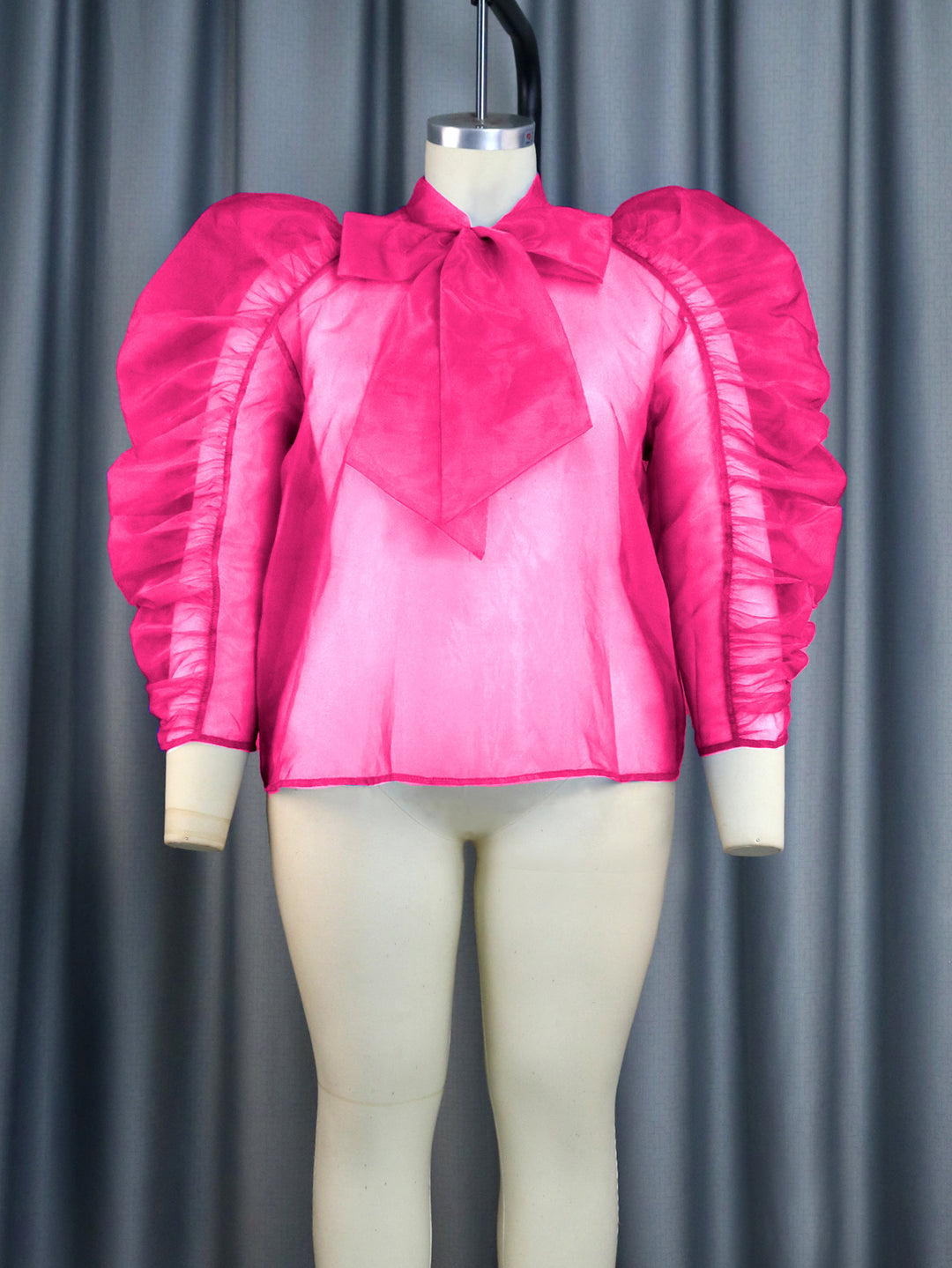 Damen elegantes Oberteil mit voluminösen Rüschenärmeln Drune