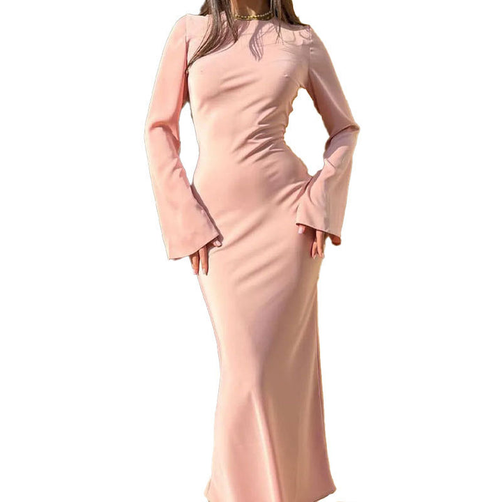 Damen elegantes Maxikleid mit weitem Schnitt und eleganten Ärmeln Drune