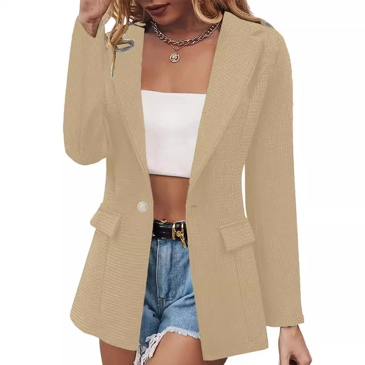 Damen eleganter Blazer mit strukturierter Textur und Taschen Drune