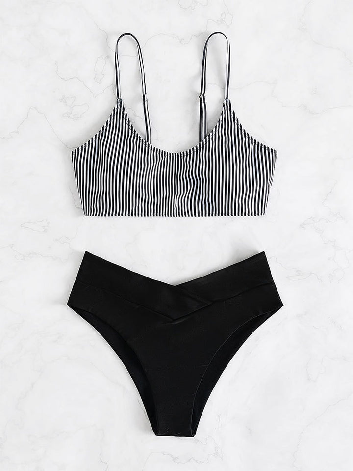 Damen Bikiniset mit raffiniertem Trägerdesign und hoch tailliertem Höschen Drune