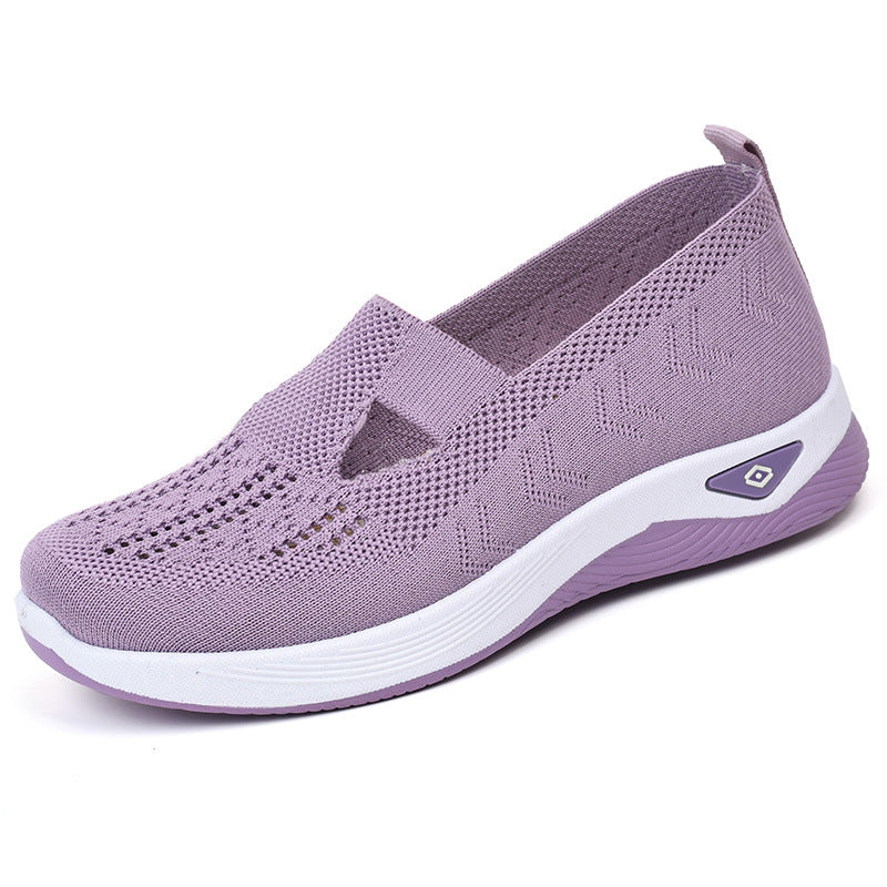Damen nan leichte atmungsaktive Slip-On Sneaker mit elastischem Strickoberteil und orthopädischer Komfortsohle Drune