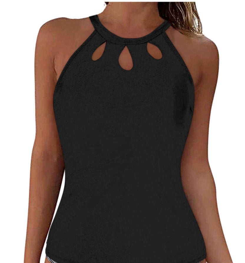 Damen Sportliches Tankini-Oberteil mit modischem Rundhalsausschnitt und Cut-Outs Drune