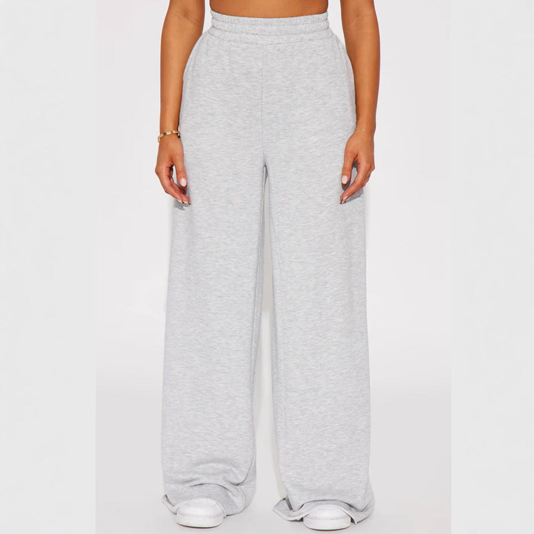 Damen nan weite Highwaist Palazzo-Loungehose mit doppelt gerafftem Komfortbund und fließender Wide‑Leg-Silhouette Drune
