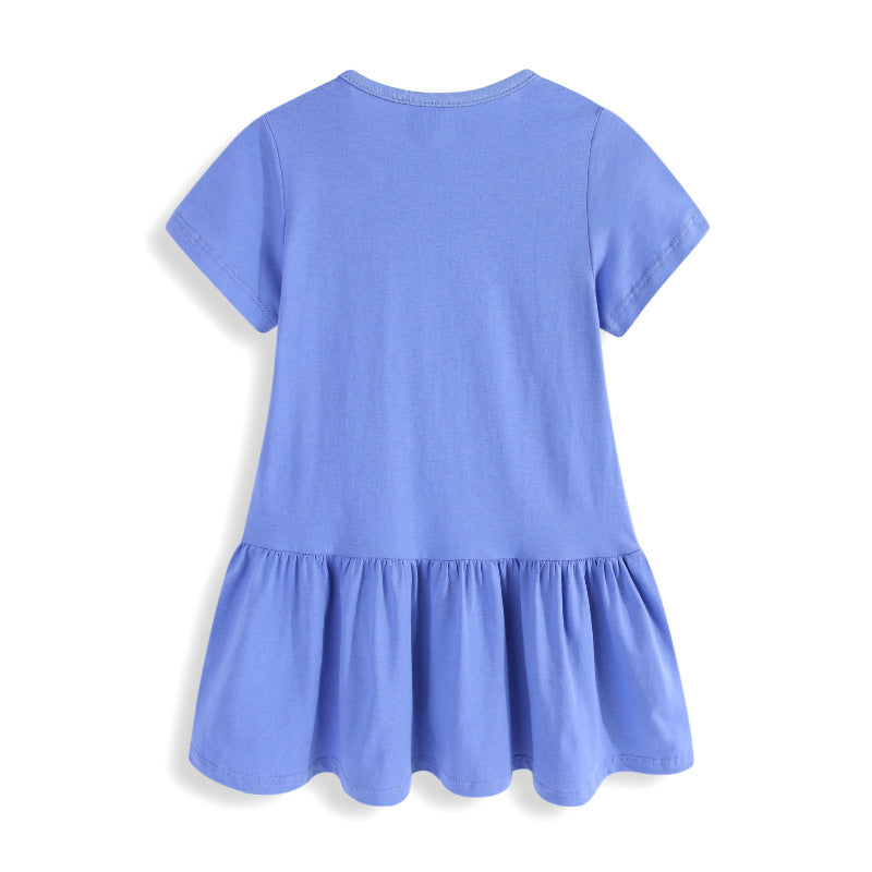Mädchen Baumwoll-Kleid mit handgestickter Einhorn-Applikation Drune