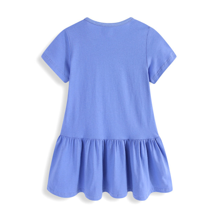 Mädchen Baumwoll-Kleid mit handgestickter Einhorn-Applikation Drune