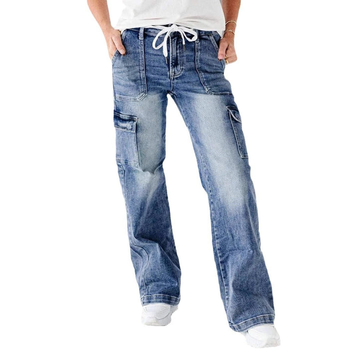 Damen Cargo-Jeans mit weitem Schnitt und elastischem Bund Drune