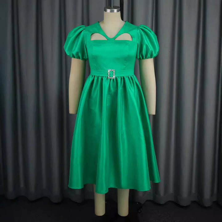 Damen Abendkleid mit modischen Puffärmeln und einzigartigem Cut-Out-Design Drune
