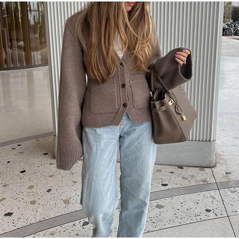 Damen Lässiger Strickcardigan mit schicker Knopfleiste und praktischen Taschen Drune