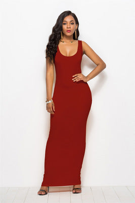 Damen Bodycon Maxikleid mit tiefem Ausschnitt und figurbetontem Schnitt Drune