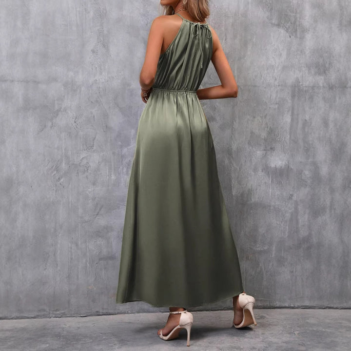 Damen Maxikleid mit elegantem Schlitz und bindbarem Oberteil Drune