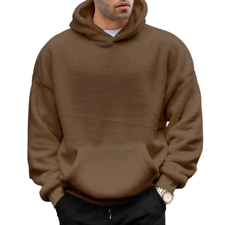 Herren nan oversized Fleece-Kapuzenpullover mit Kängurutasche und dropped shoulders Drune