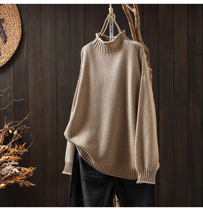 Drune | Übergroßer Pullover - Waffelstrick - Stehkragen - Dolmanärmeln - Geripptes Finish