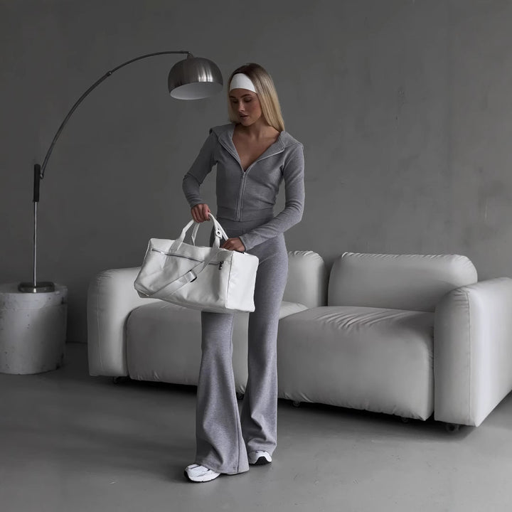 Damen Sportliches Zip-Set mit figurbetontem Schnitt Drune