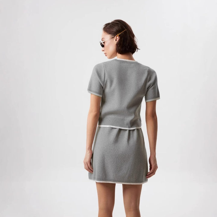 Damen Kurzarm Pullover mit strukturiertem Anteil Drune