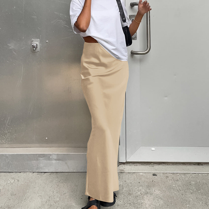 Damen Maxirock mit fließendem Satin-Finish und seitlichem Schlitz Drune