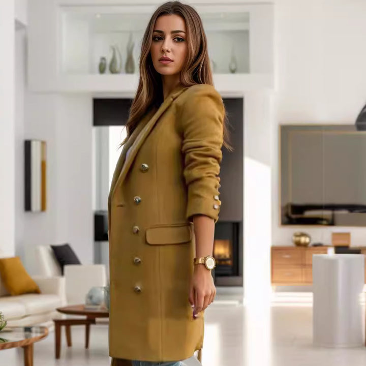 Damen eleganter doppelreihiger Blazer-Mantel Drune