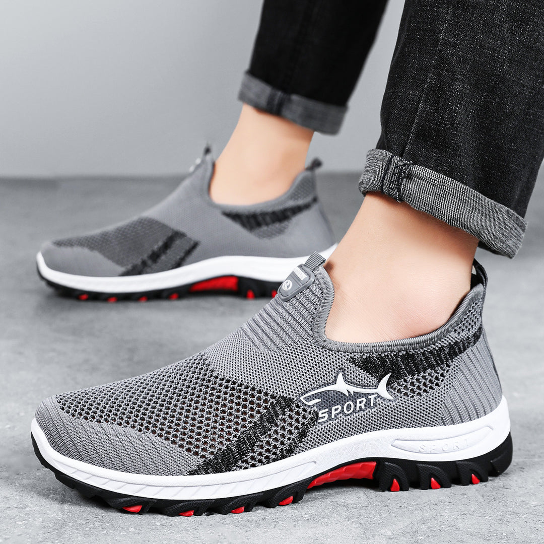 Unisex nan atmungsaktive Strick-Slip-On Trekkingsneaker mit flexibler EVA-Zwischensohle und griffiger Outdoor-Profilsohle Drune