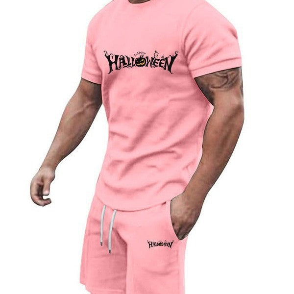Herren lässiges Halloween-Set mit T-Shirt und Shorts Drune