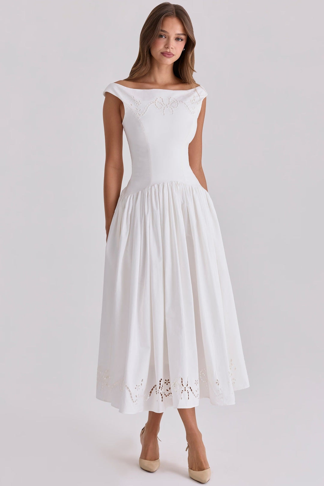 Damen Elegantes Midi-Kleid mit incisierten Details Drune