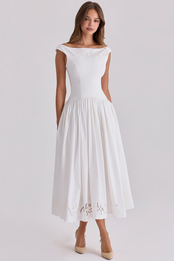 Damen Elegantes Midi-Kleid mit incisierten Details Drune