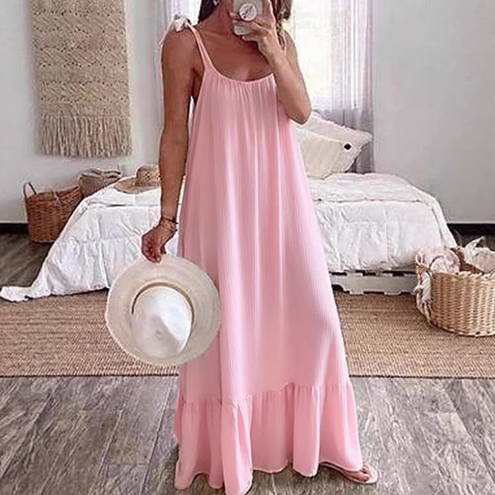 Damen Sommerliches Maxikleid mit Rüschenabschluss Drune