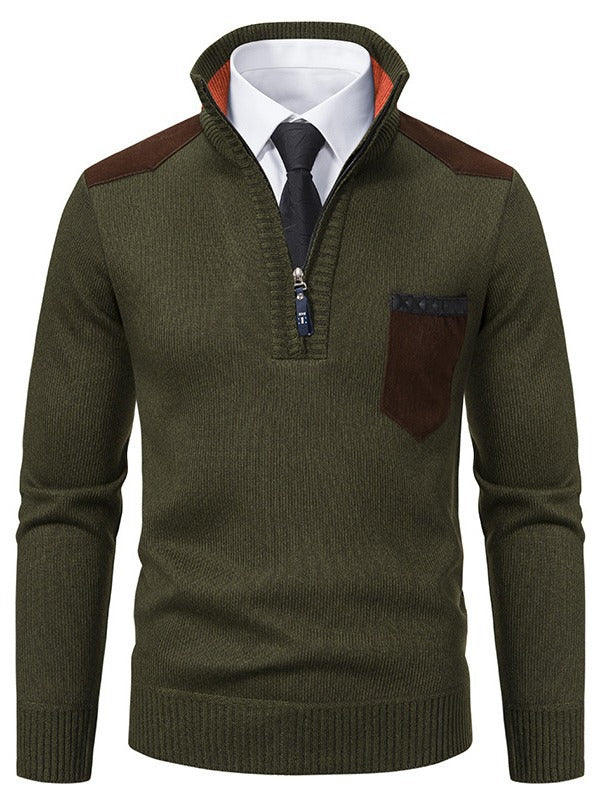 Herren modischer Pullover mit kurzem Reißverschluss und eleganten Details Drune