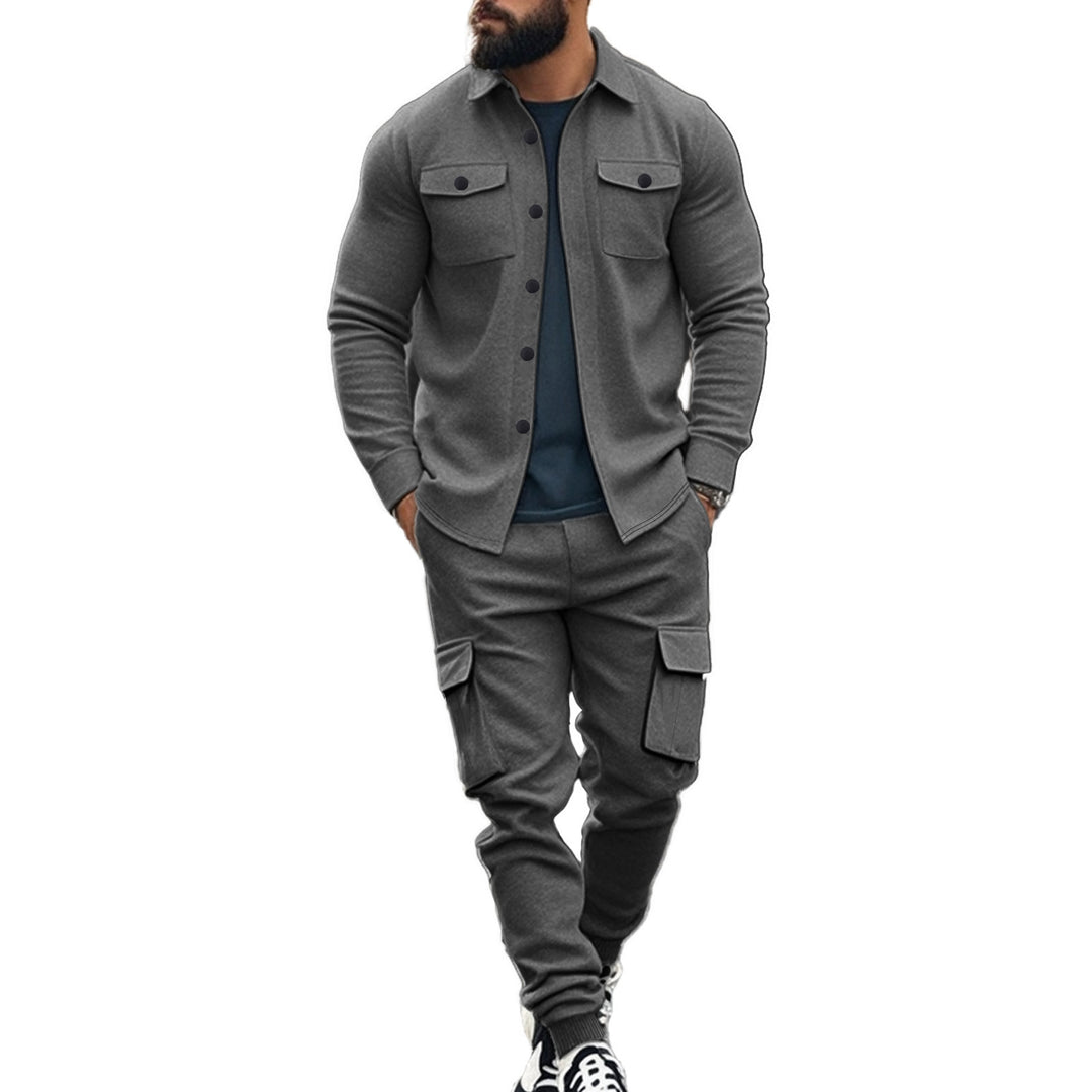 Herren nan athletisches Hemdjacke-Overshirt mit aufgesetzten Brustklappen und durchgehender Knopfleiste Drune