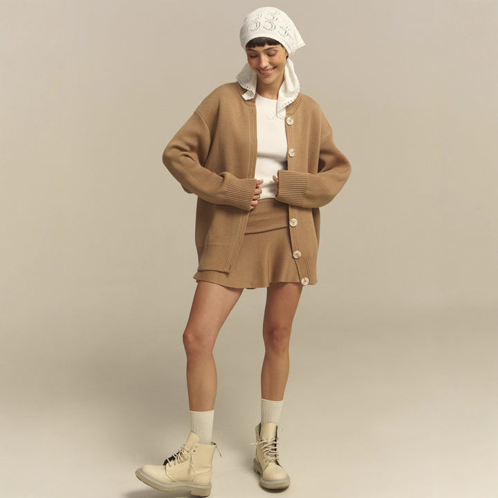 Damen bequemer Oversized-Pullover und lässige Palazzohose Set Drune