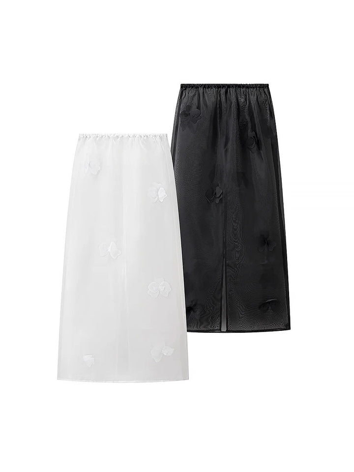 Damen lange transparente Bluse mit floralem Design und seitlichem Schlitz Drune