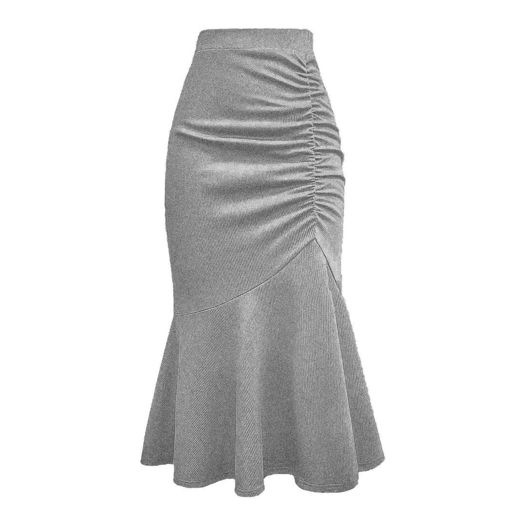 Damen eleganter Midirock mit asymmetrischem Schnitt und Raffung Drune