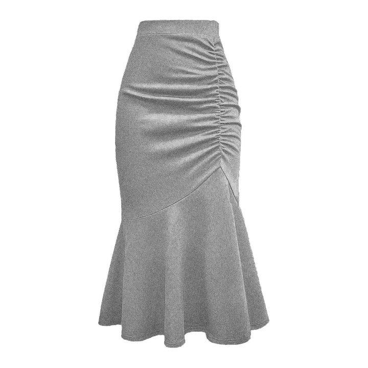 Damen eleganter Midirock mit asymmetrischem Schnitt und Raffung Drune
