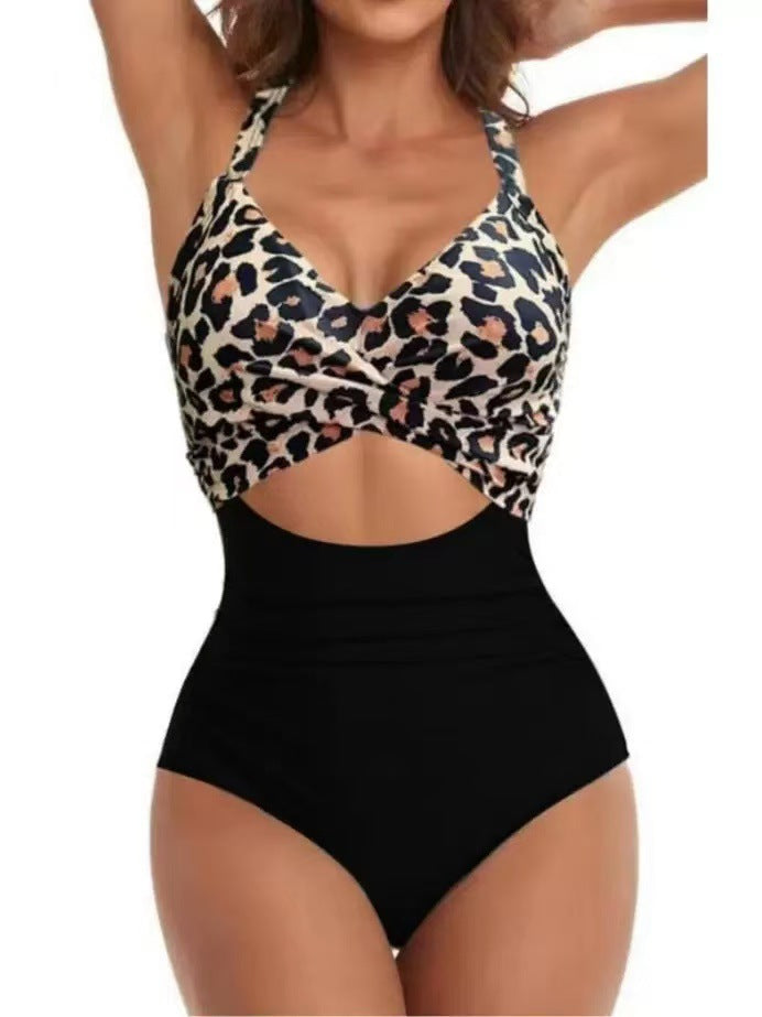 Damen Einteiliger Bikini mit modischem Cut-Out und Animal-Print Drune