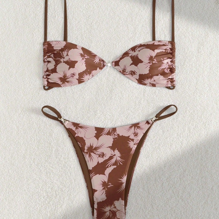 Damen Leopardenmuster Bikini-Set mit verstellbaren Trägern Drune