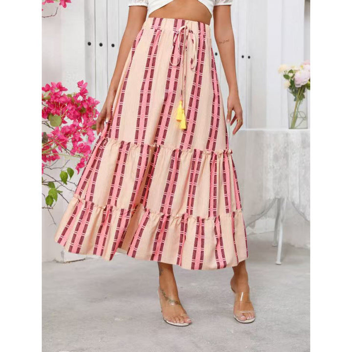Damen Maxi-Rock mit voluminösen Rüschendetails und knöchellanger Passform Drune