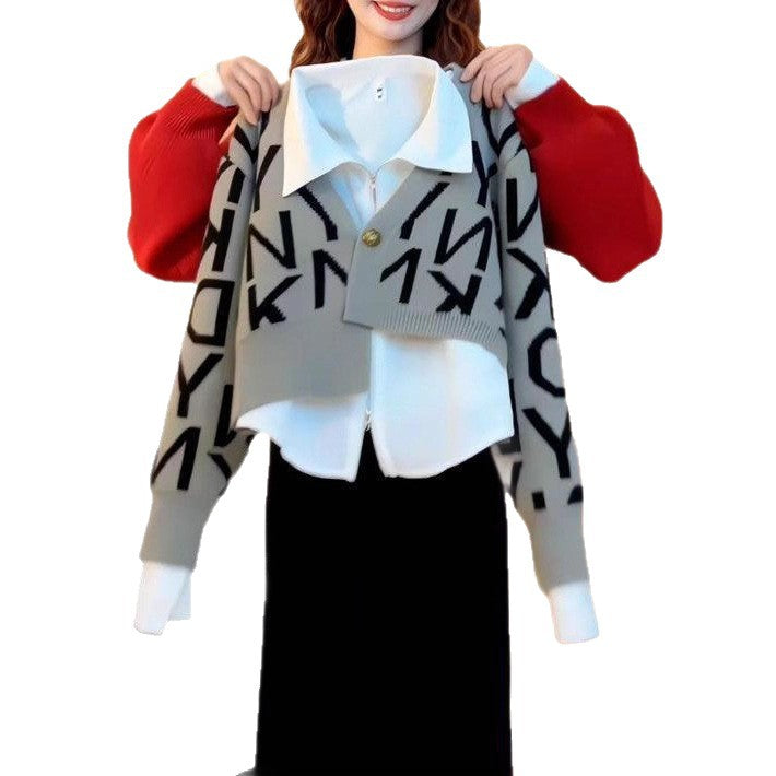Damen Modische und trendige Strickjacke im Layering-Stil Drune