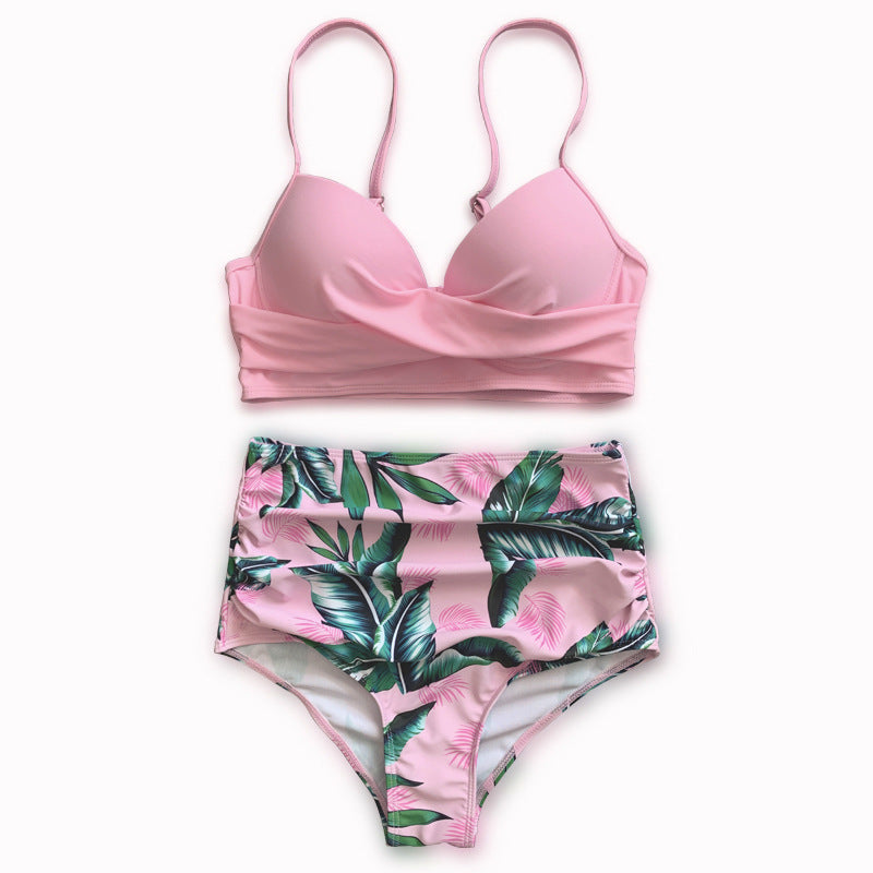 Damen Hoch taillierter Bikini mit kreativem Wickeldesign Drune