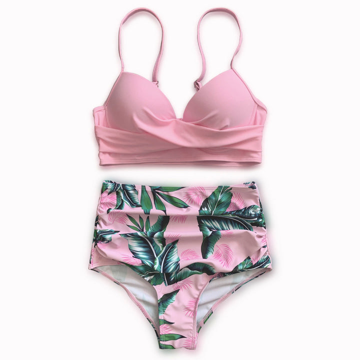 Damen Hoch taillierter Bikini mit kreativem Wickeldesign Drune