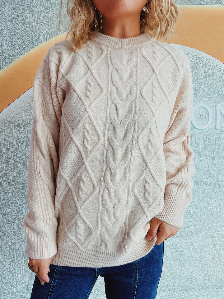 Damen Grobstrukturierter Strickpullover mit Zopf-Design Drune